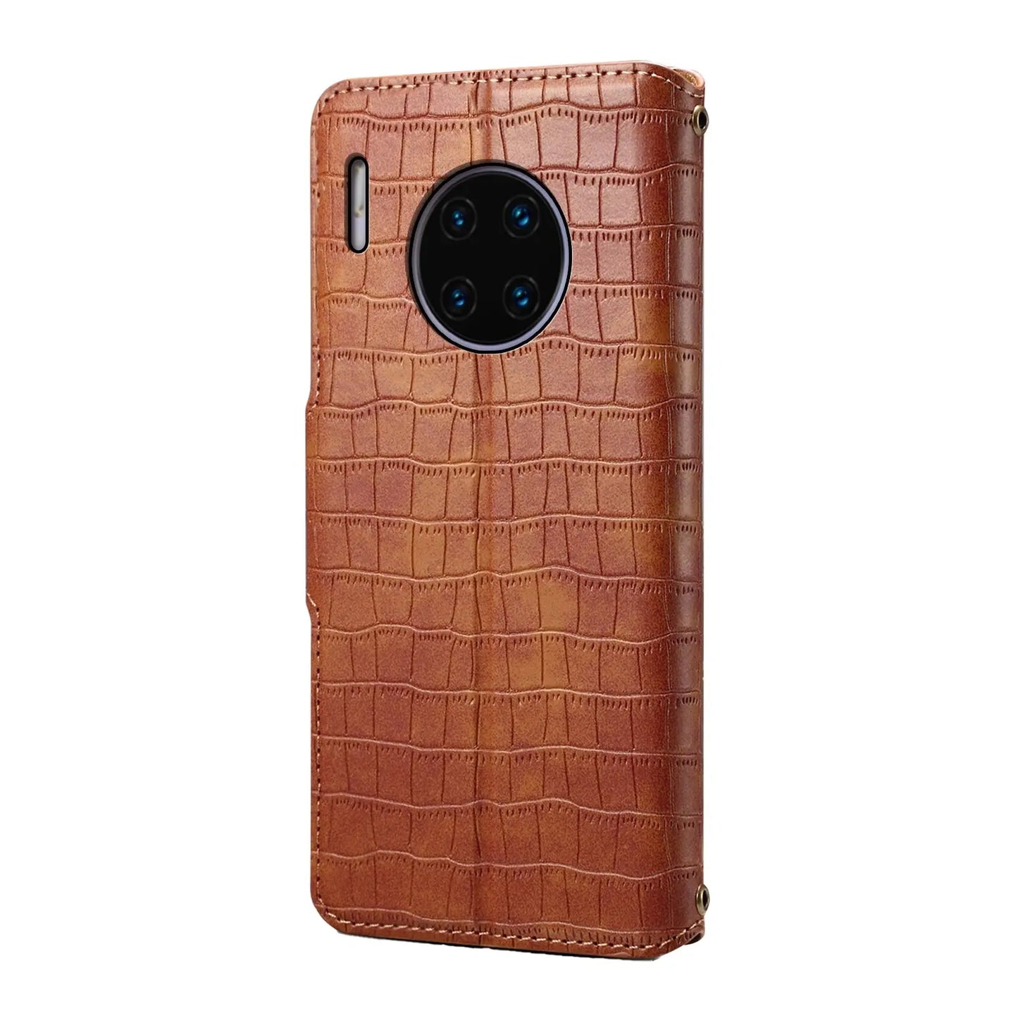 Huawei Mate 30 Pro Denior Leather Case - Crocodile Texture with Oil Edge, Wallet & Kickstand Features-buycases.co.uk