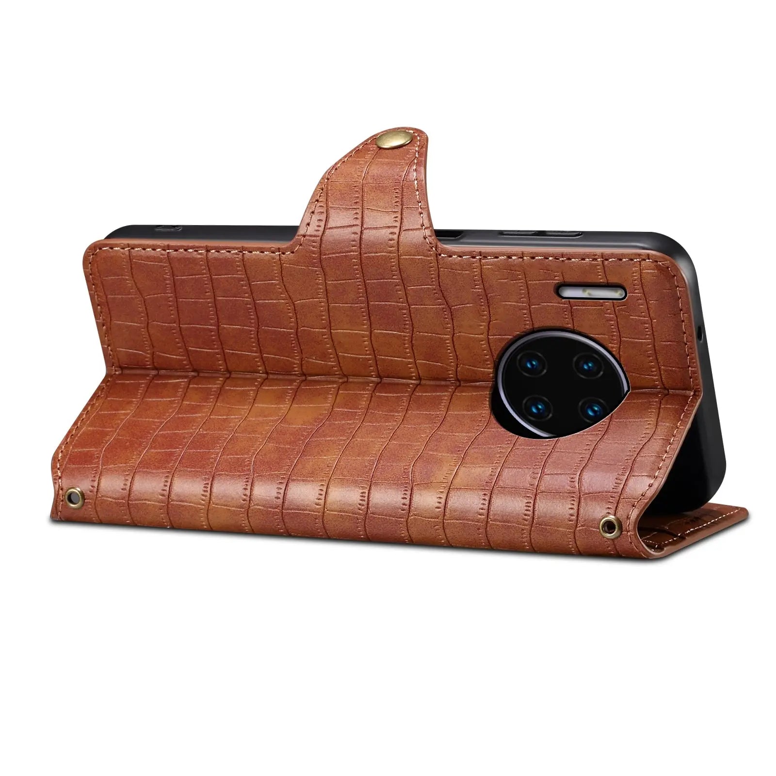 Huawei Mate 30 Pro Denior Leather Case - Crocodile Texture with Oil Edge, Wallet & Kickstand Features-buycases.co.uk