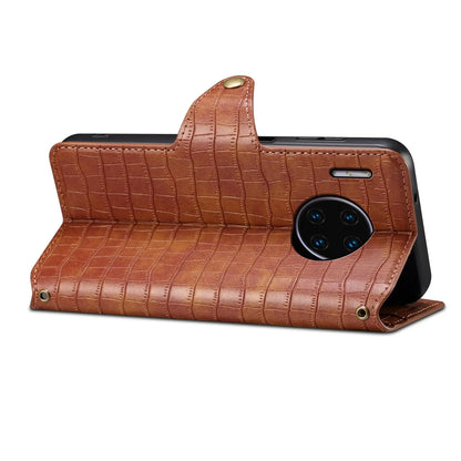 Huawei Mate 30 Pro Denior Leather Case - Crocodile Texture with Oil Edge, Wallet & Kickstand Features-buycases.co.uk
