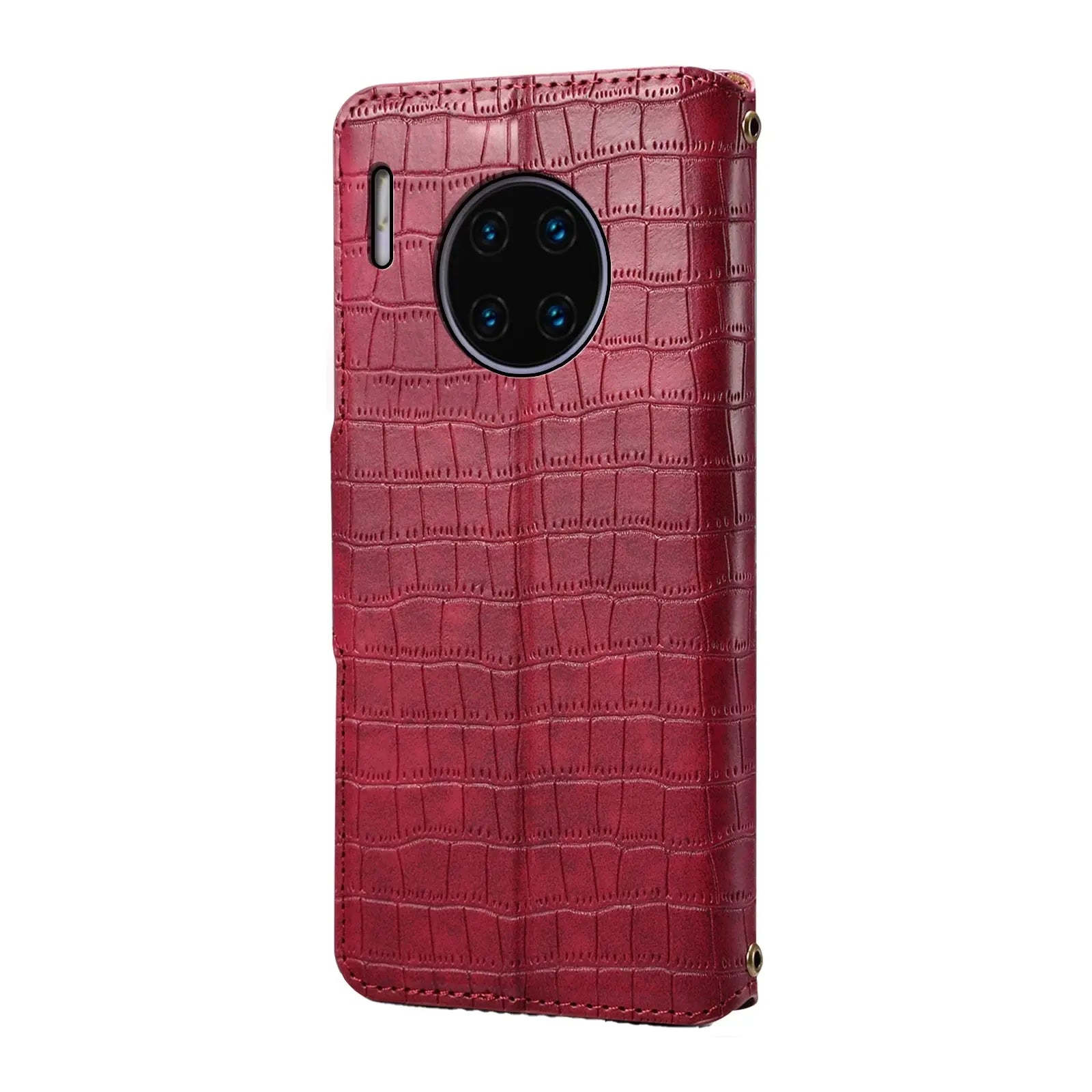 Huawei Mate 30 Pro Denior Leather Case - Crocodile Texture with Oil Edge, Wallet & Kickstand Features-buycases.co.uk