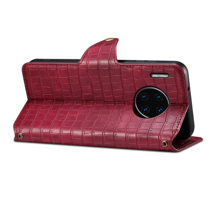 Huawei Mate 30 Pro Denior Leather Case - Crocodile Texture with Oil Edge, Wallet & Kickstand Features-buycases.co.uk