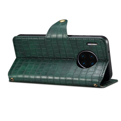 Huawei Mate 30 Pro Denior Leather Case - Crocodile Texture with Oil Edge, Wallet & Kickstand Features-buycases.co.uk