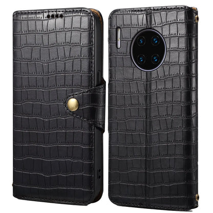 Huawei Mate 30 Pro Denior Leather Case - Crocodile Texture with Oil Edge, Wallet & Kickstand Features-buycases.co.uk