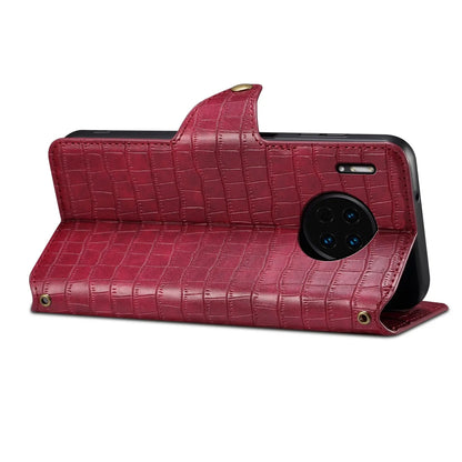 Huawei Mate 30 Denior Leather Case - Crocodile Texture with Oil Edge, Wallet & Kickstand Features-buycases.co.uk