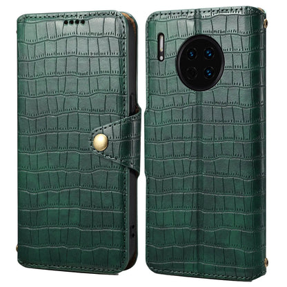 Huawei Mate 30 Denior Leather Case - Crocodile Texture with Oil Edge, Wallet & Kickstand Features-buycases.co.uk