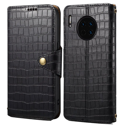 Huawei Mate 30 Denior Leather Case - Crocodile Texture with Oil Edge, Wallet & Kickstand Features-buycases.co.uk