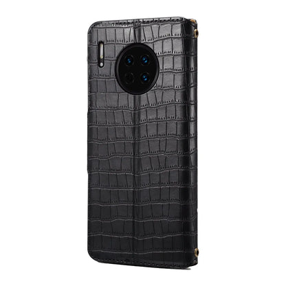 Huawei Mate 30 Denior Leather Case - Crocodile Texture with Oil Edge, Wallet & Kickstand Features-buycases.co.uk