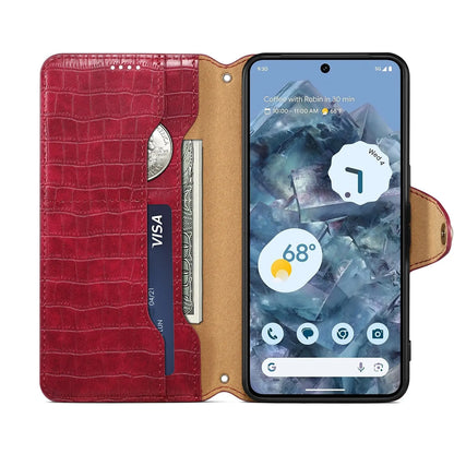 Google Pixel 8 Denior Leather Case - Crocodile Texture with Oil Edge, Wallet & Kickstand Features-buycases.co.uk