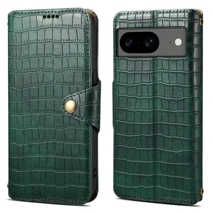 Google Pixel 8 Denior Leather Case - Crocodile Texture with Oil Edge, Wallet & Kickstand Features-buycases.co.uk
