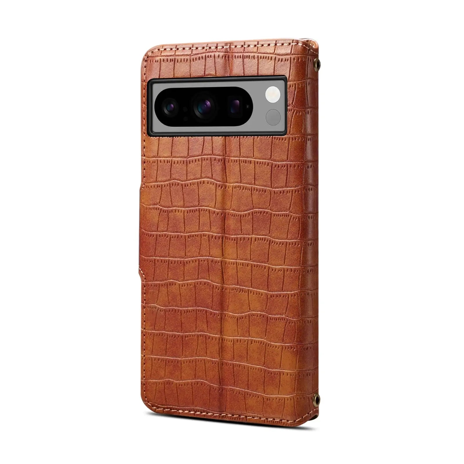 Google Pixel 8 Pro Denior Leather Case - Crocodile Texture with Oil Edge, Wallet & Kickstand Features-buycases.co.uk