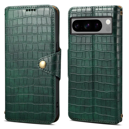Google Pixel 8 Pro Denior Leather Case - Crocodile Texture with Oil Edge, Wallet & Kickstand Features-buycases.co.uk
