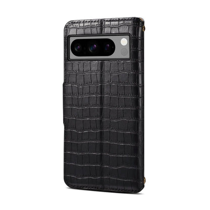 Google Pixel 8 Pro Denior Leather Case - Crocodile Texture with Oil Edge, Wallet & Kickstand Features-buycases.co.uk