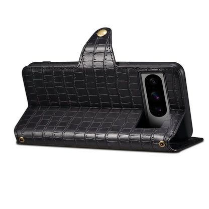 Google Pixel 7 Denior Leather Case - Crocodile Texture with Oil Edge, Wallet & Kickstand Features-buycases.co.uk