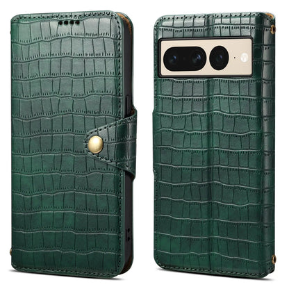 Google Pixel 7 Pro Denior Leather Case - Crocodile Texture with Oil Edge, Wallet & Kickstand Features-buycases.co.uk