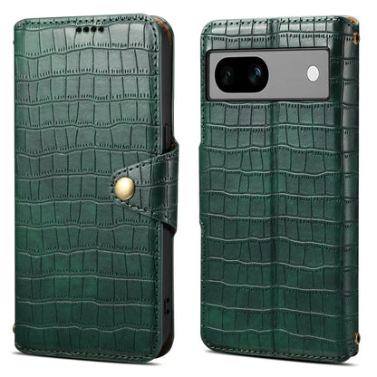 Google Pixel 7a Denior Leather Case - Crocodile Texture with Oil Edge, Wallet & Kickstand Features-buycases.co.uk