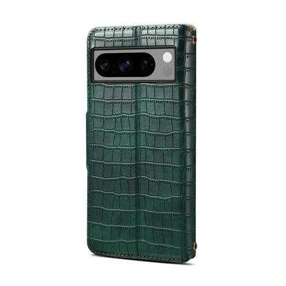 Google Pixel 7a Denior Leather Case - Crocodile Texture with Oil Edge, Wallet & Kickstand Features-buycases.co.uk