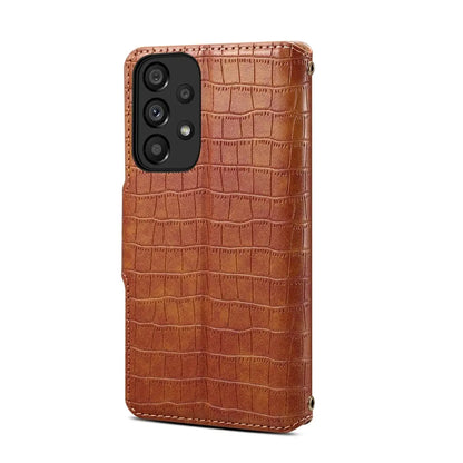 Samsung Galaxy A23 5G Denior Leather Case - Crocodile Texture with Oil Edge, Wallet & Kickstand Features-buycases.co.uk
