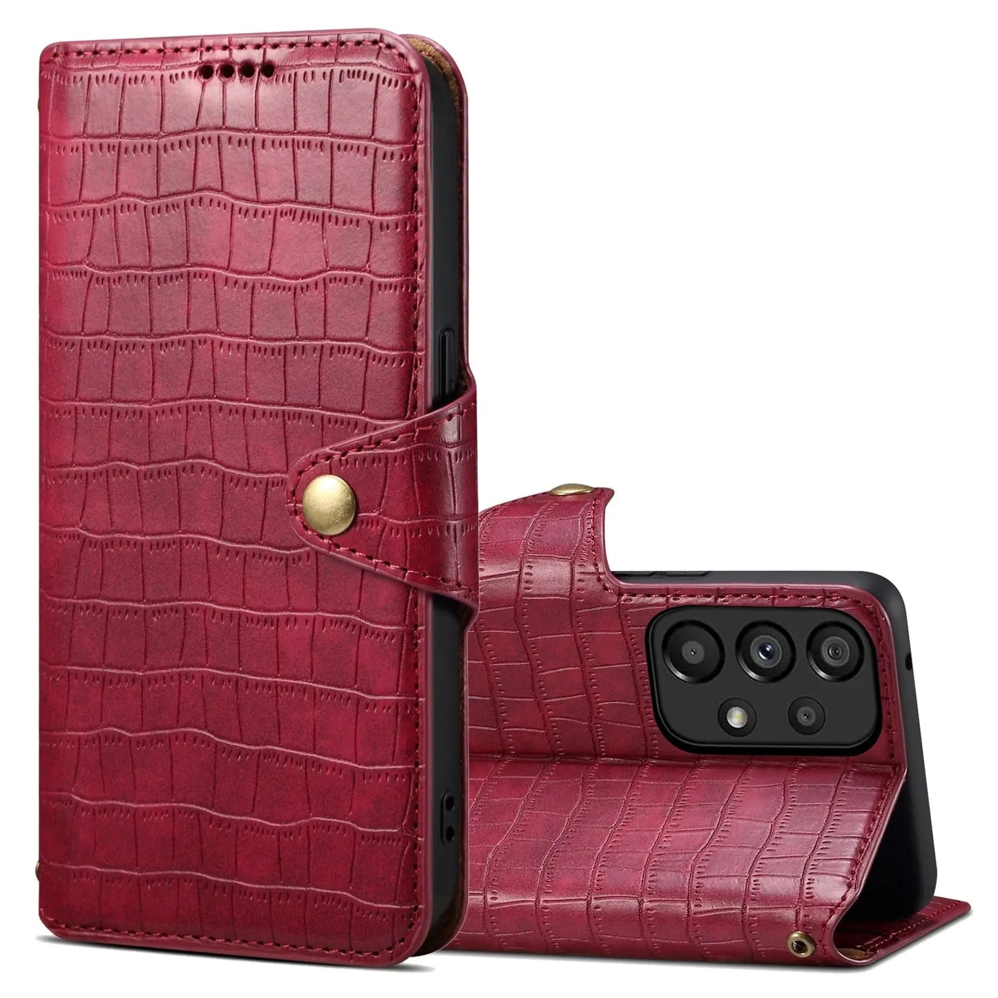 Samsung Galaxy A23 5G Denior Leather Case - Crocodile Texture with Oil Edge, Wallet & Kickstand Features-buycases.co.uk
