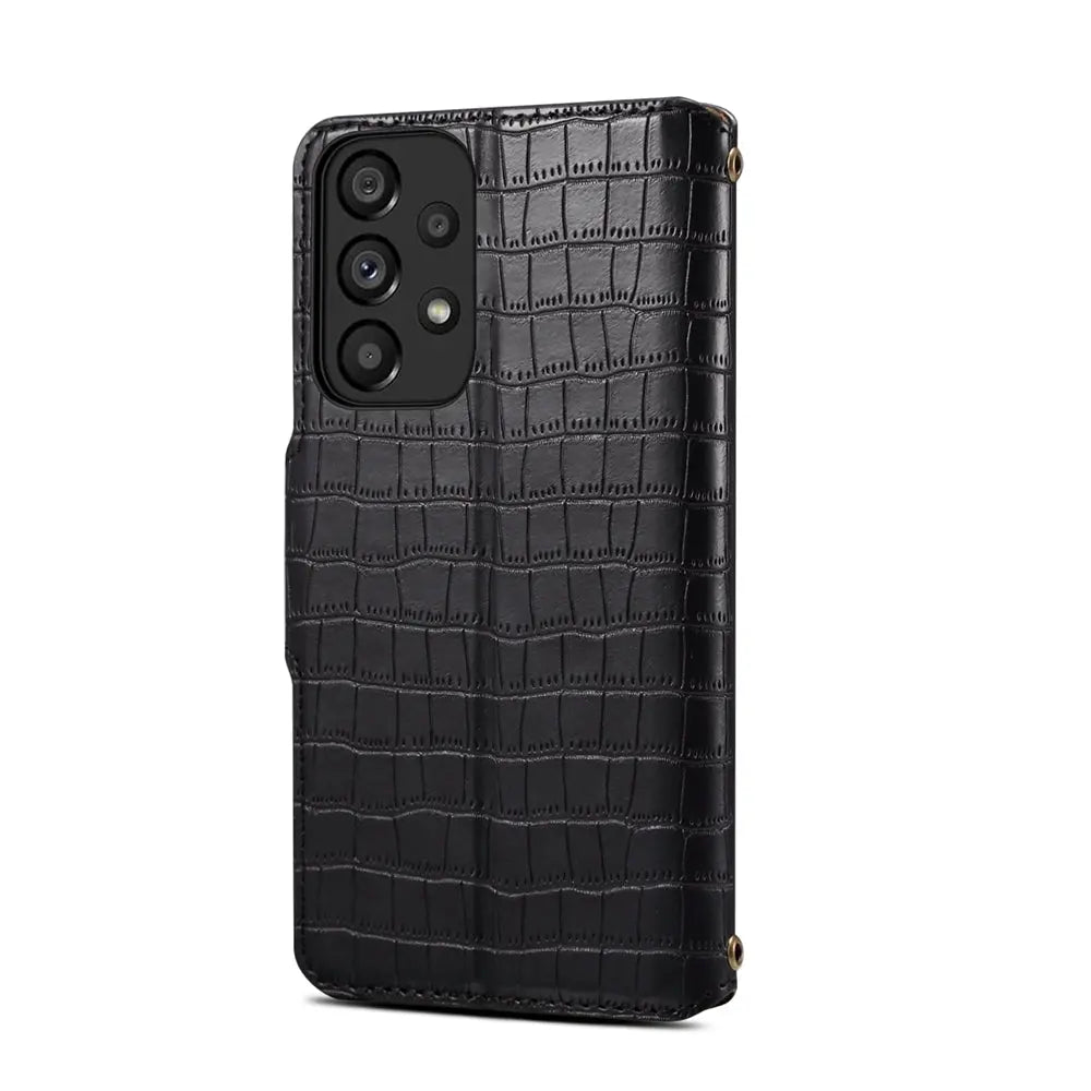 Samsung Galaxy A32 Denior Leather Case - Crocodile Texture with Oil Edge, Wallet & Kickstand Features-buycases.co.uk