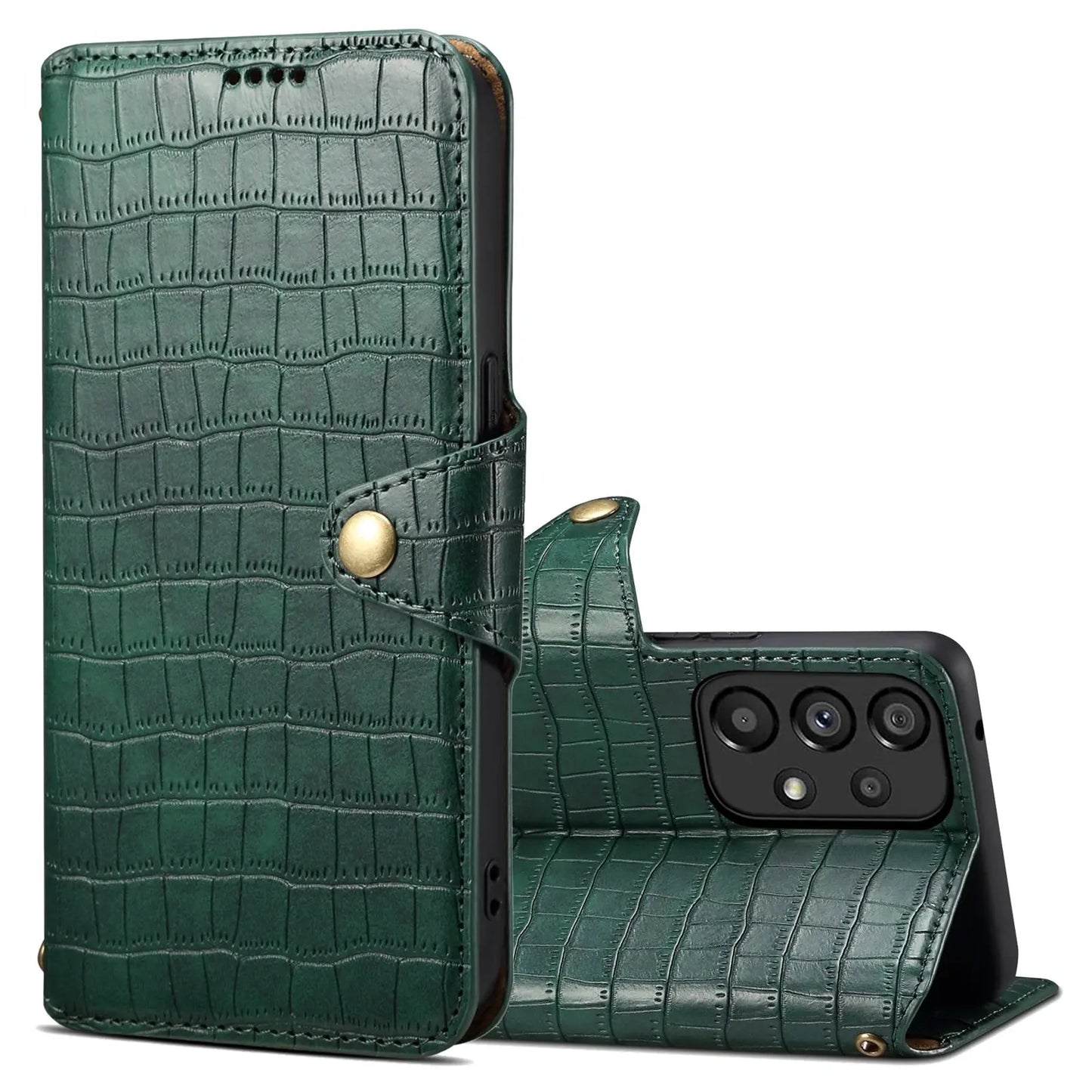 Samsung Galaxy A33 5G Denior Leather Case - Crocodile Texture with Oil Edge, Wallet & Kickstand Features-buycases.co.uk