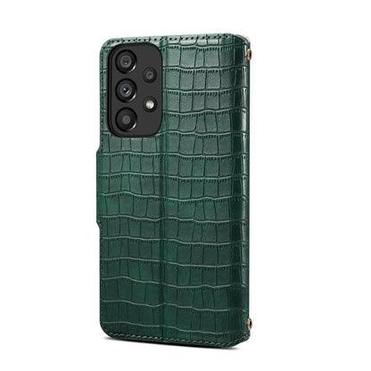 Samsung Galaxy A33 5G Denior Leather Case - Crocodile Texture with Oil Edge, Wallet & Kickstand Features-buycases.co.uk