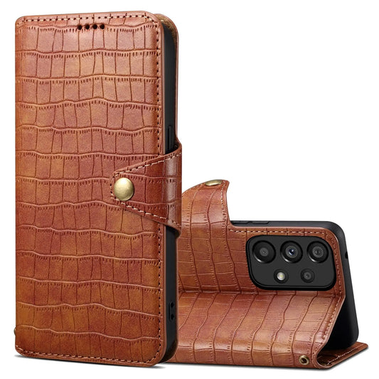 Samsung Galaxy A52 Denior Leather Case - Crocodile Texture with Oil Edge, Wallet & Kickstand Features-buycases.co.uk