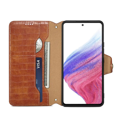 Samsung Galaxy A52 Denior Leather Case - Crocodile Texture with Oil Edge, Wallet & Kickstand Features-buycases.co.uk