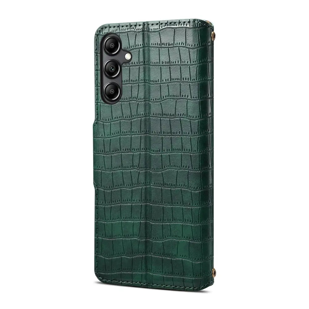 Samsung Galaxy A13 5G Denior Leather Case - Crocodile Texture with Oil Edge, Wallet & Kickstand Features-buycases.co.uk