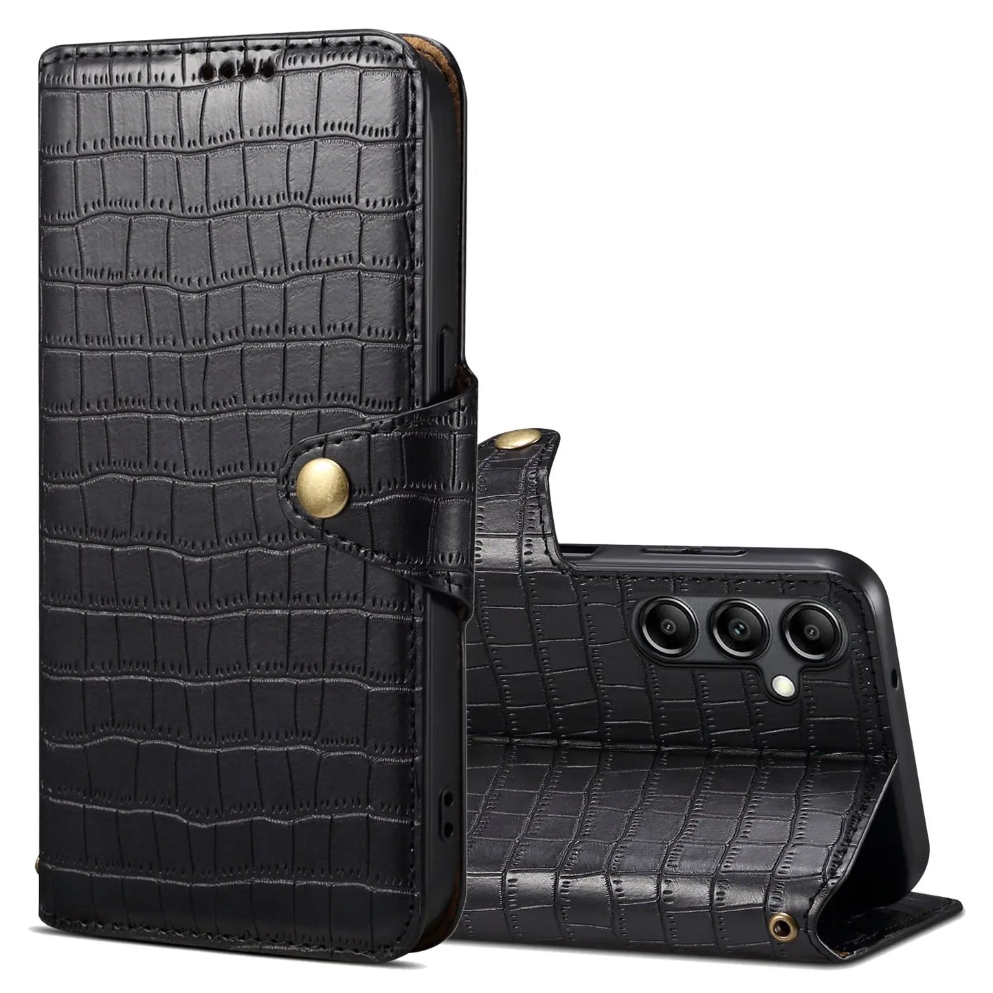 Samsung Galaxy A34 5G Denior Leather Case - Crocodile Texture with Oil Edge, Wallet & Kickstand Features-buycases.co.uk