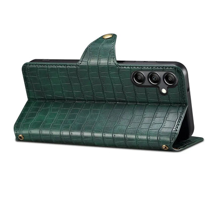 Samsung Galaxy A54 5G Denior Leather Case - Crocodile Texture with Oil Edge, Wallet & Kickstand Features-buycases.co.uk