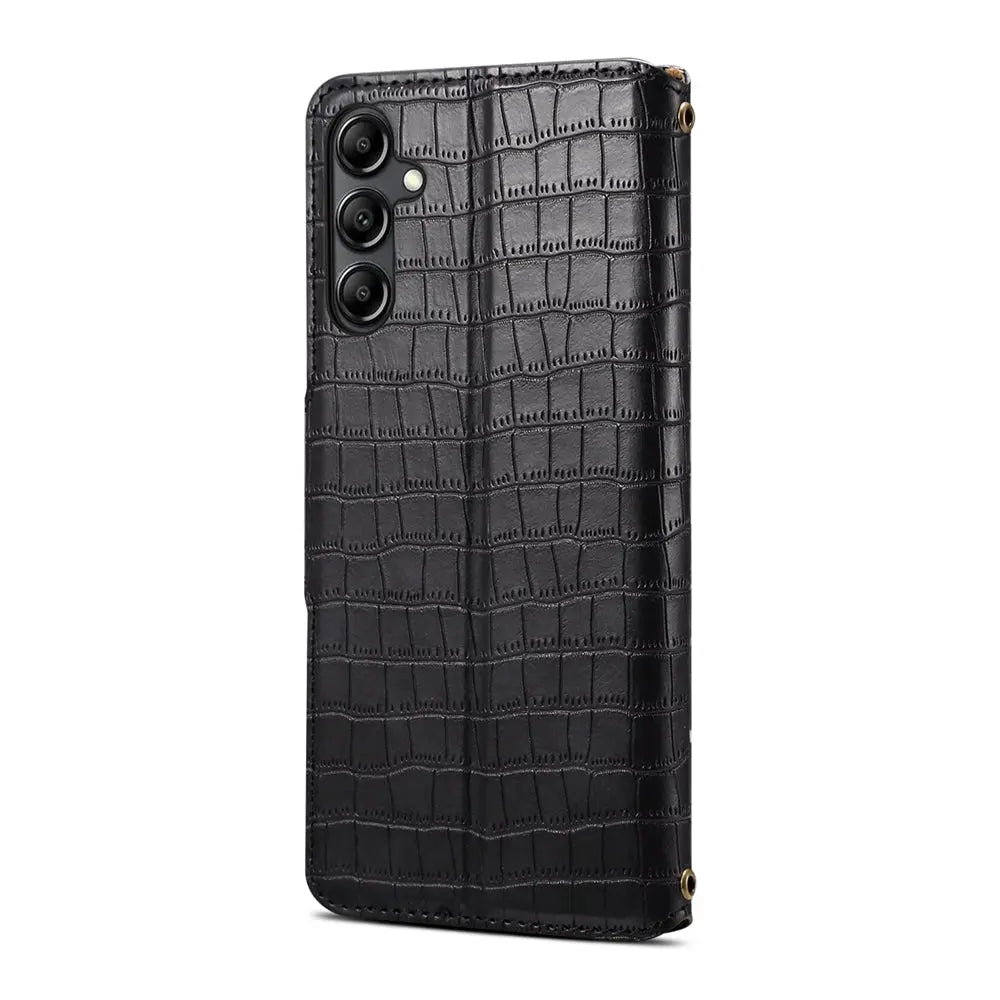 Samsung Galaxy S23 FE Denior Leather Case - Crocodile Texture with Oil Edge, Wallet & Kickstand Features-buycases.co.uk