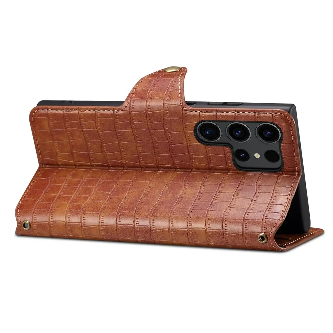 Samsung Galaxy S24+ 5G Denior Leather Case - Crocodile Texture with Oil Edge, Wallet & Kickstand Features-buycases.co.uk