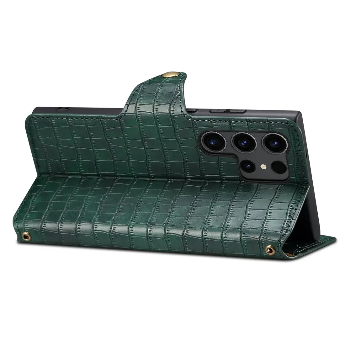 Samsung Galaxy S24+ 5G Denior Leather Case - Crocodile Texture with Oil Edge, Wallet & Kickstand Features-buycases.co.uk