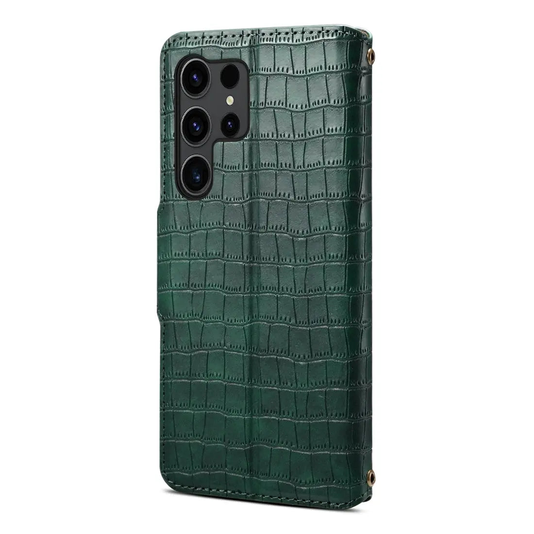 Samsung Galaxy S23 Ultra 5G Denior Leather Case - Crocodile Texture with Oil Edge, Wallet & Kickstand Features-buycases.co.uk