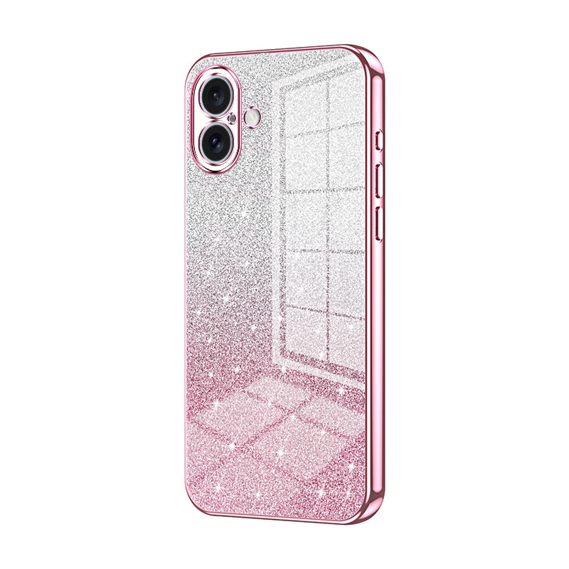 iPhone 16 Plus Luxury Glitter Gradient Powder Electroplated Case with Advanced Protection and Style