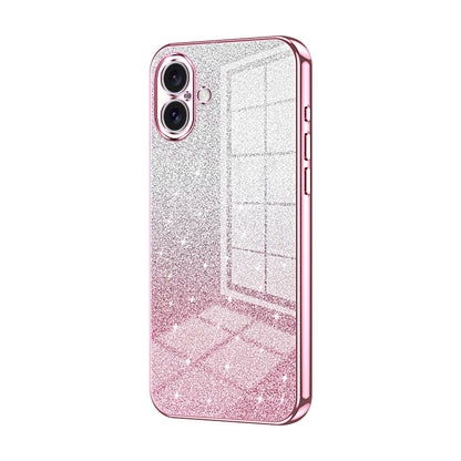 iPhone 16 Plus Luxury Glitter Gradient Powder Electroplated Case with Advanced Protection and Style