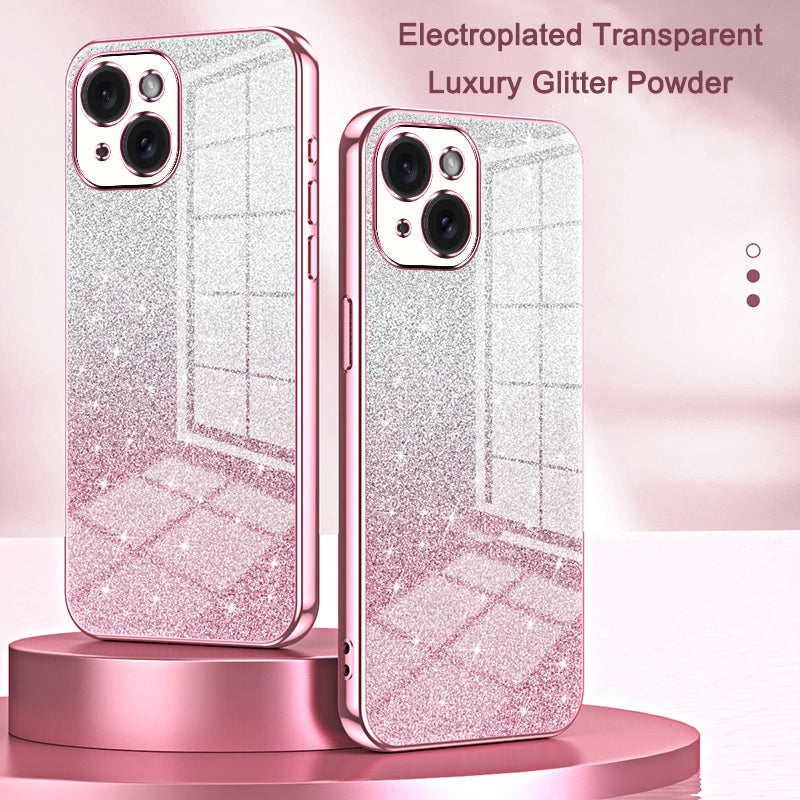 iPhone 14 Luxury Glitter Gradient Powder Electroplated Case with Advanced Protection and Style