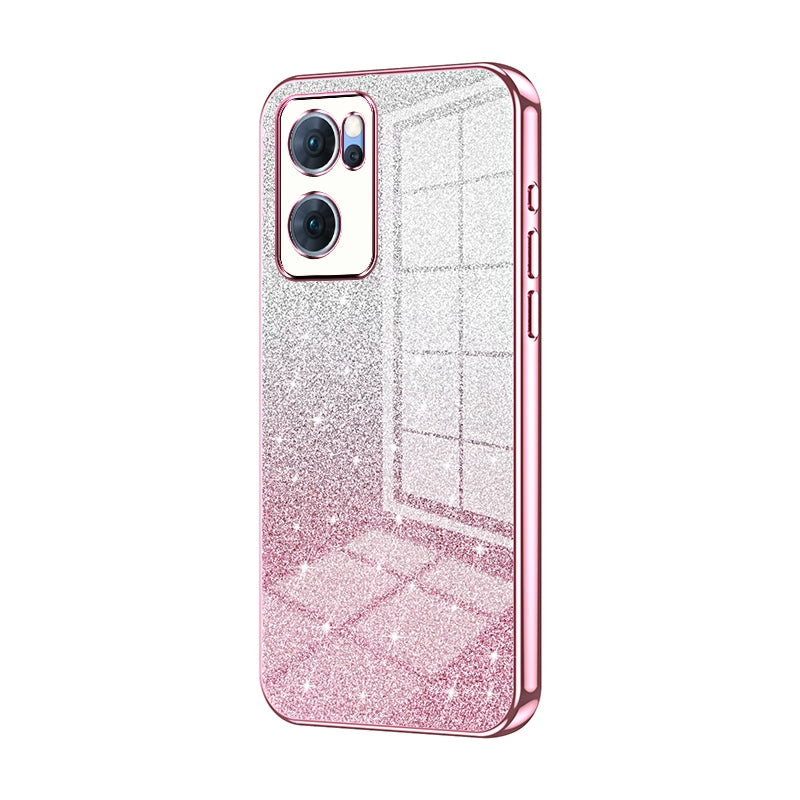 OPPO Reno7 5G Luxury Glitter Gradient Powder Electroplated Case with Advanced Protection and Style