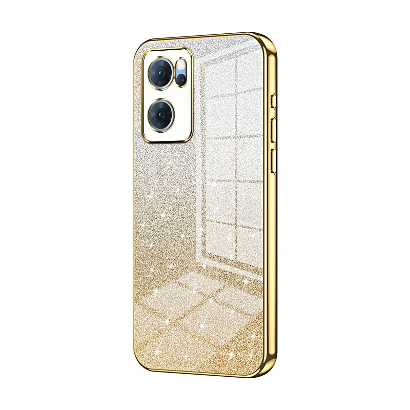 OPPO Reno7 5G Luxury Glitter Gradient Powder Electroplated Case with Advanced Protection and Style