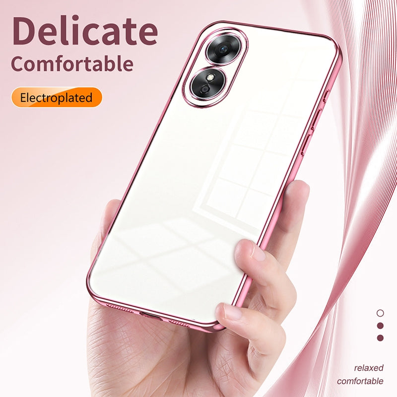 OPPO A17K Case - Transparent Plating & Precision Hole Design for Luxury and Protection-buycases.co.uk