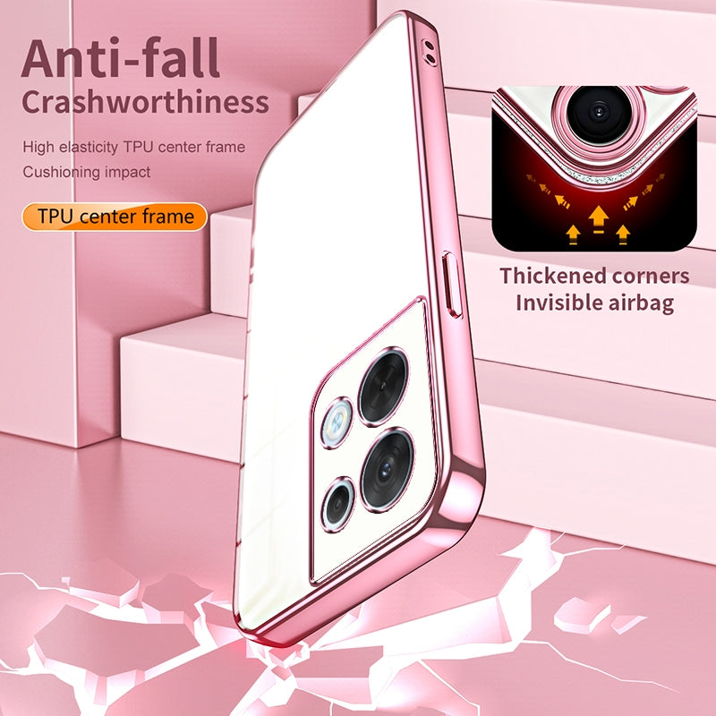 OPPO Reno8 Case - Transparent Plating & Precision Hole Design for Luxury and Protection-buycases.co.uk