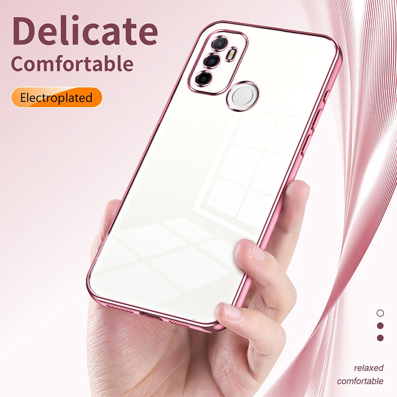 OPPO A32 Case - Transparent Plating & Precision Hole Design for Luxury and Protection-buycases.co.uk
