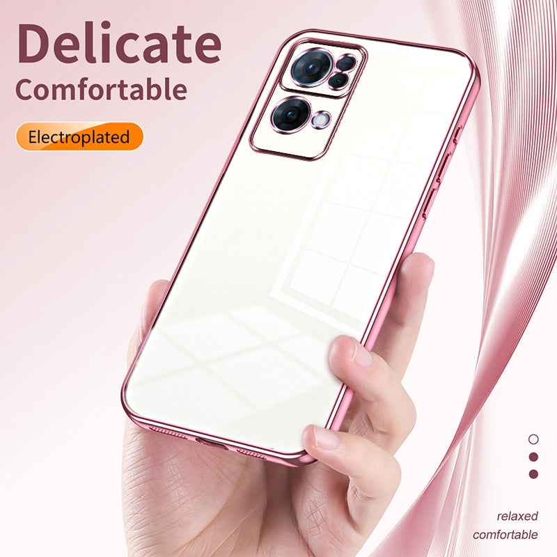 OPPO Reno7 Pro Case - Transparent Plating & Precision Hole Design for Luxury and Protection-buycases.co.uk