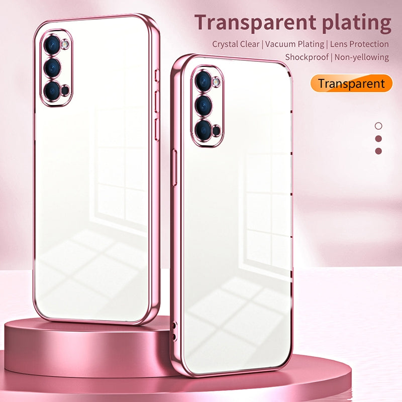OPPO Reno4 Case - Transparent Plating & Precision Hole Design for Luxury and Protection-buycases.co.uk