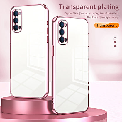 OPPO Reno4 Case - Transparent Plating & Precision Hole Design for Luxury and Protection-buycases.co.uk