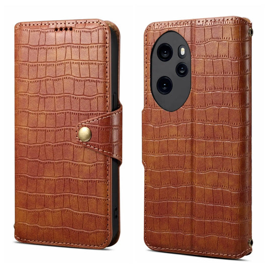 Honor 100 Pro Denior Leather Case - Crocodile Texture with Oil Edge, Wallet & Kickstand Features-buycases.co.uk