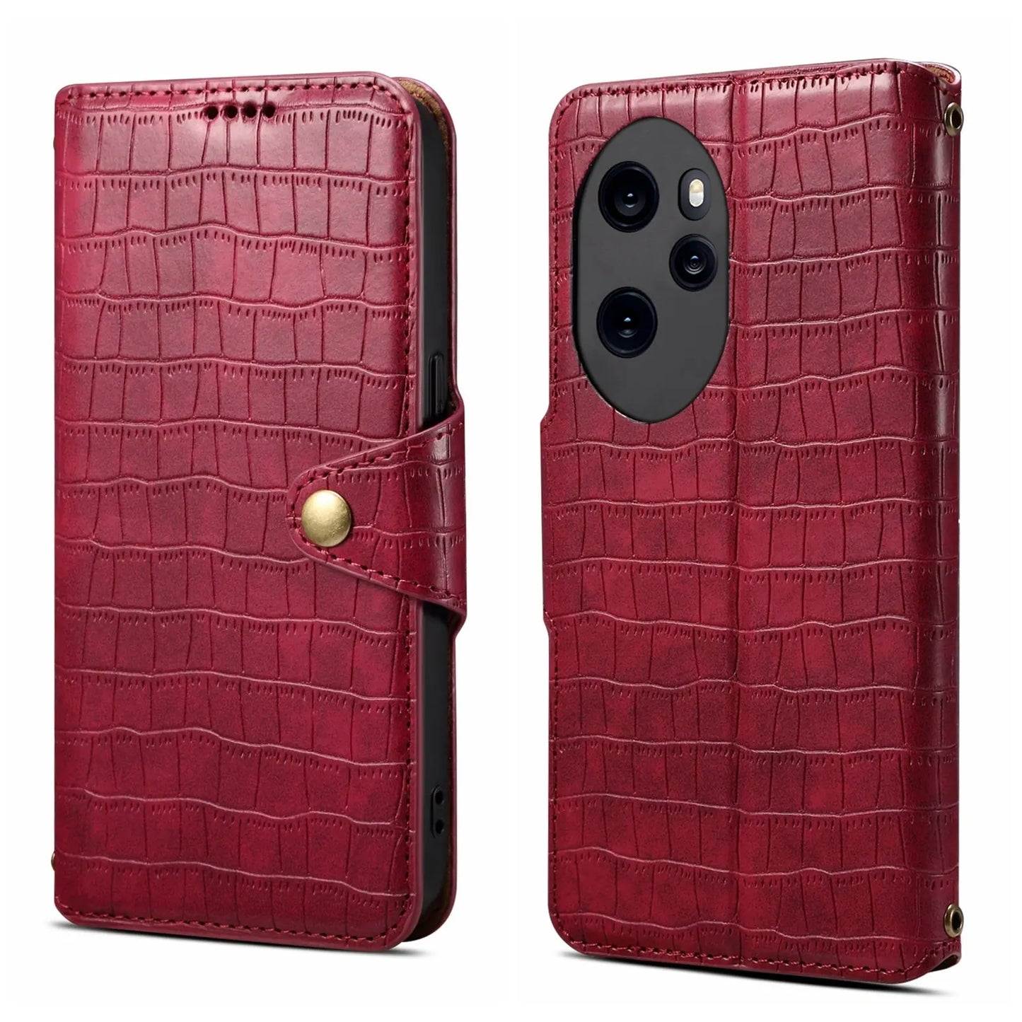 Honor 100 Pro Denior Leather Case - Crocodile Texture with Oil Edge, Wallet & Kickstand Features-buycases.co.uk