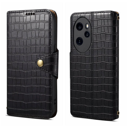 Honor 100 Pro Denior Leather Case - Crocodile Texture with Oil Edge, Wallet & Kickstand Features-buycases.co.uk