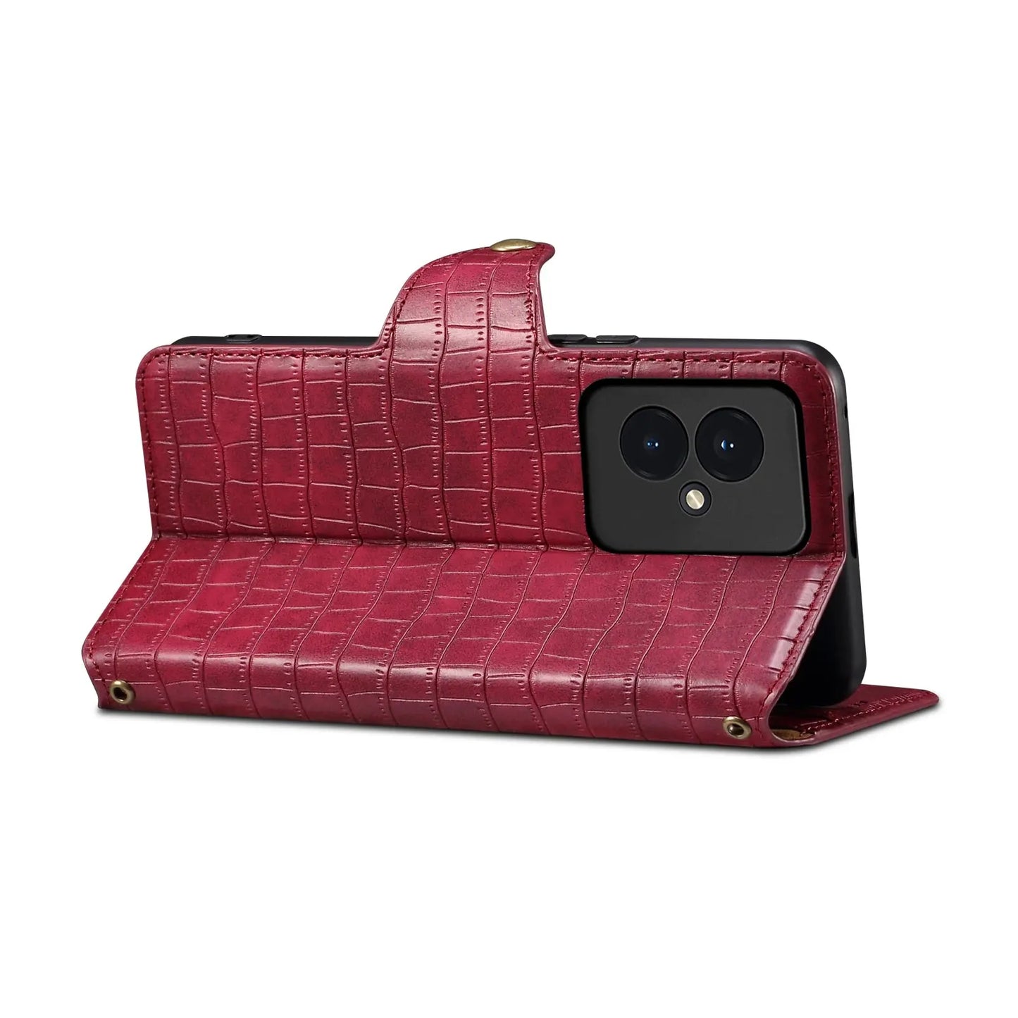 Honor 100 Denior Leather Case - Crocodile Texture with Oil Edge, Wallet & Kickstand Features-buycases.co.uk