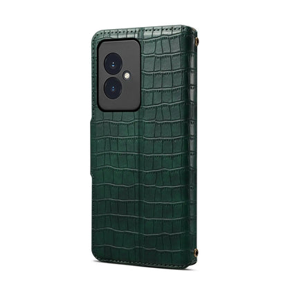 Honor 100 Denior Leather Case - Crocodile Texture with Oil Edge, Wallet & Kickstand Features-buycases.co.uk